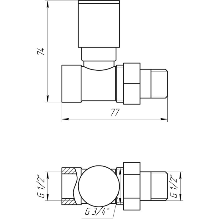 Кран вентильний прямий з американкою SOLOMON 1/2″ CHROM 1865